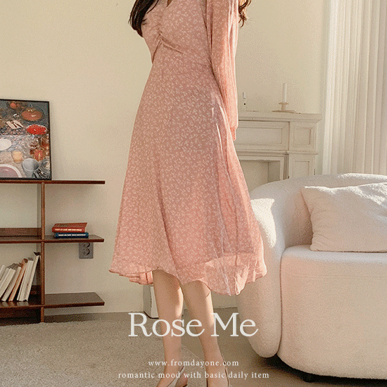 로즈미 플라워 셔링롱원피스