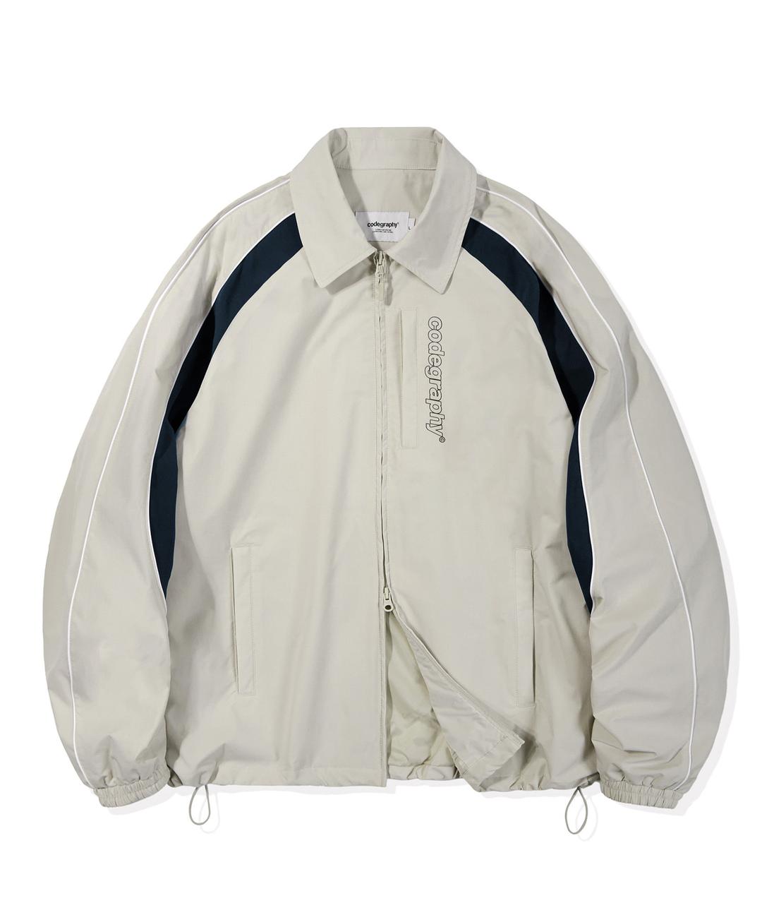 배색 테크 카라 숏 자켓_크림