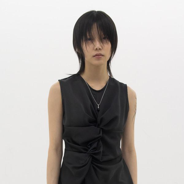Twisted Sleeveless Blouse (Charcoal)