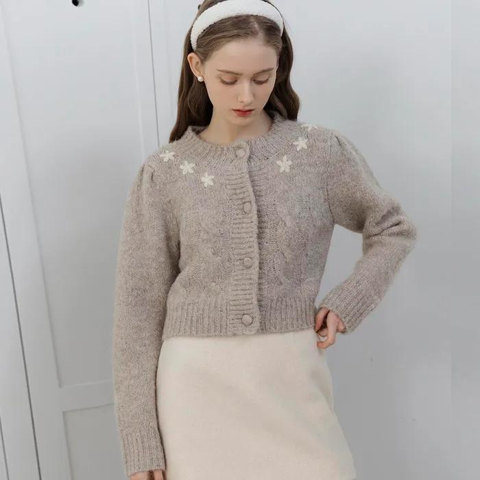 Dear flower Grey puff cardigan
