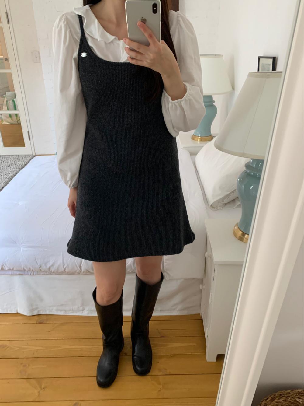 르라니 [당일] 해브 골지 울 니트 나시 원피스 미니 ops