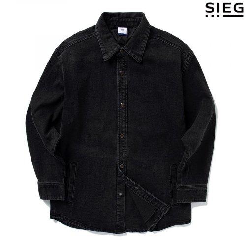 블랙 데님 그래픽 셔츠 (PDBAH5065)