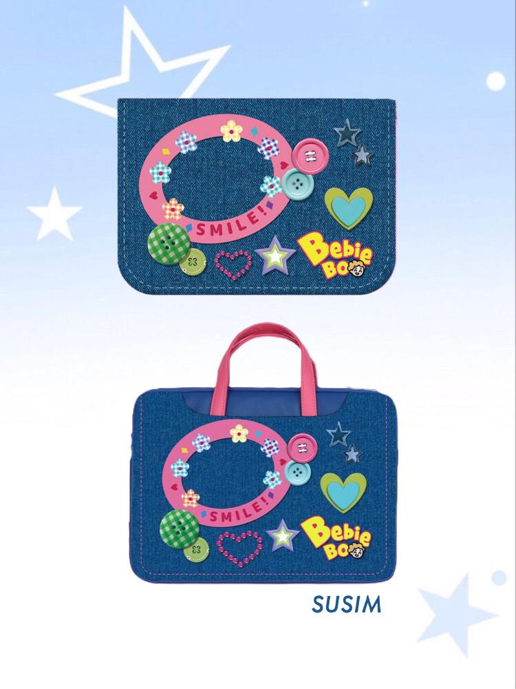 수심 Denim Laptop Pouch 데님 노트북 파우치 손잡이 가방 맥북 14 16인치