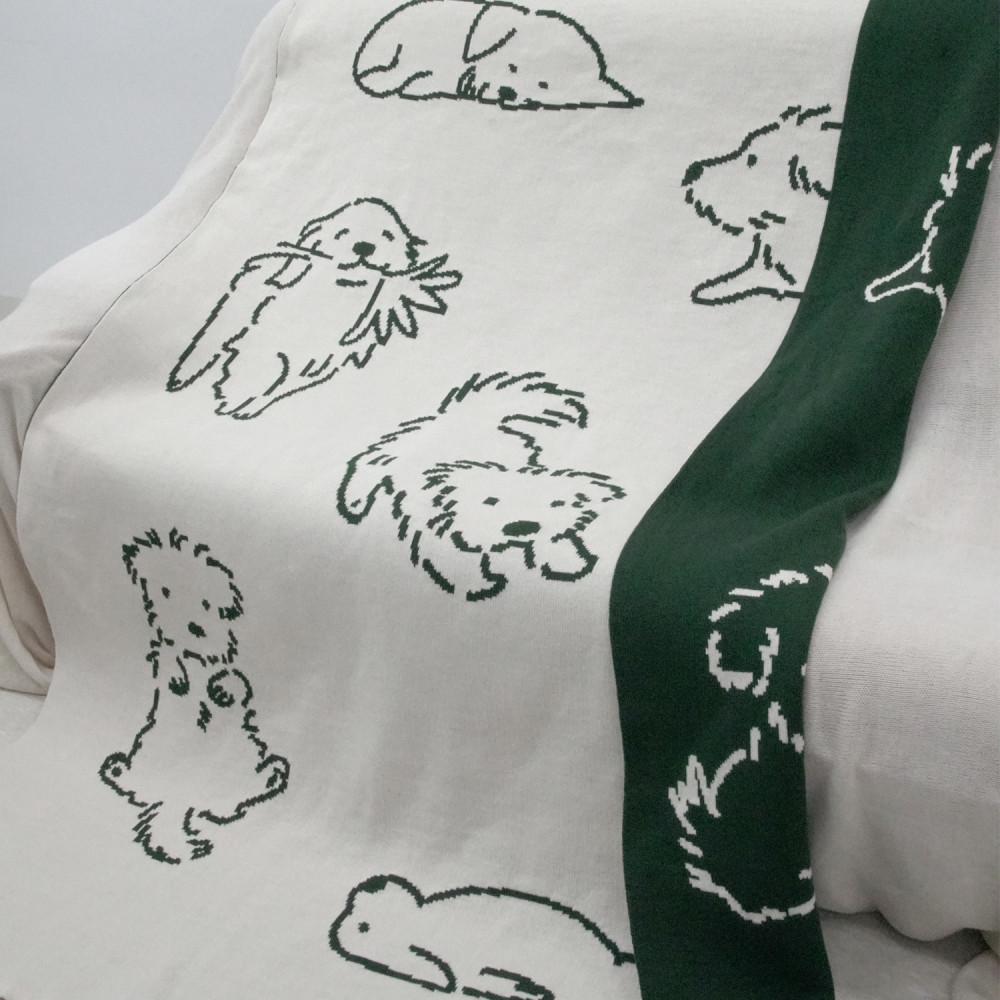 베르데 해피퍼피 블랭킷 양면 캠핑 러그 소파 커버 차박 피크닉 담요 니트 2color