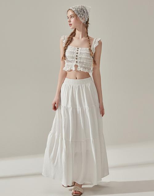 비키니밴더(VIKINI VENDER)  어네스 티어드 롱 스커트 - WHITE - 사이즈 & 후기 | 무신사