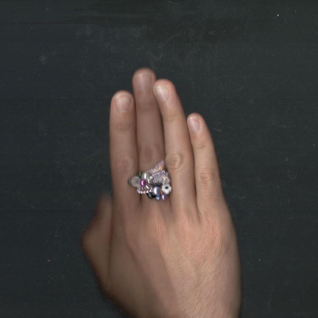 purple butterfly line ring