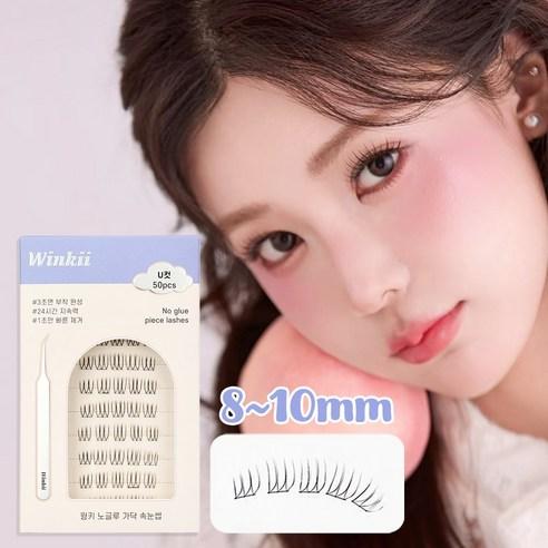 Winkii 노글루 속눈썹 풀 필요없는 가닥속눈썹 자연스러운 속눈썹 연장 아이래쉬 세트