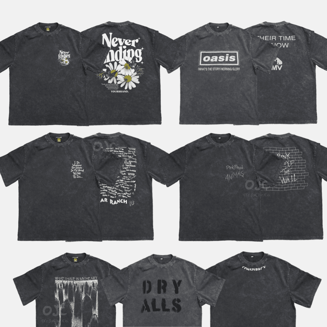 블랙 피그먼트 프린팅 반팔 티셔츠 7type [BET-007]