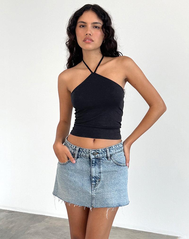 Layti Halterneck Basic Top in Black - XXS