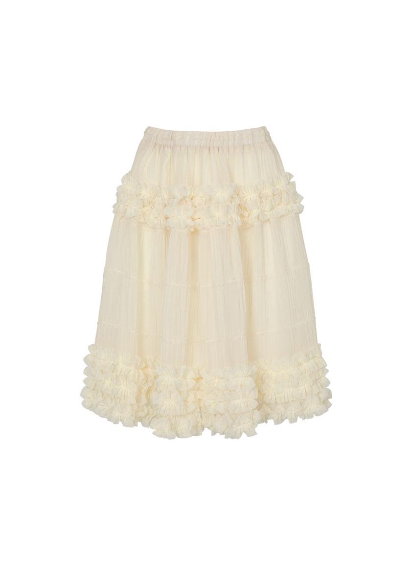 Coy Cancan Frill Midi Skirt (Ivory)