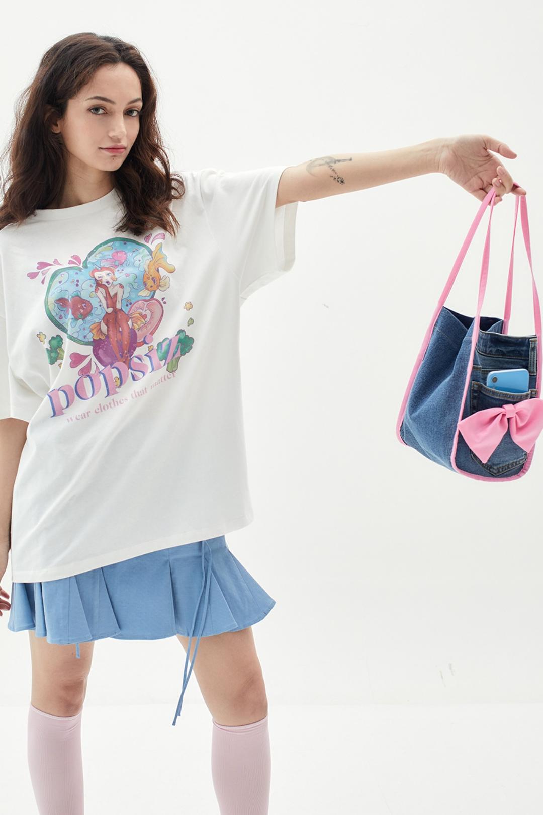 데님 업사이클) denim upcycled ribbon shoulder bag 002