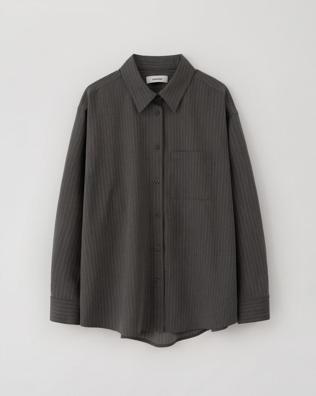 Verto 베르토 스트라이프 셔츠 - charcoal stripe