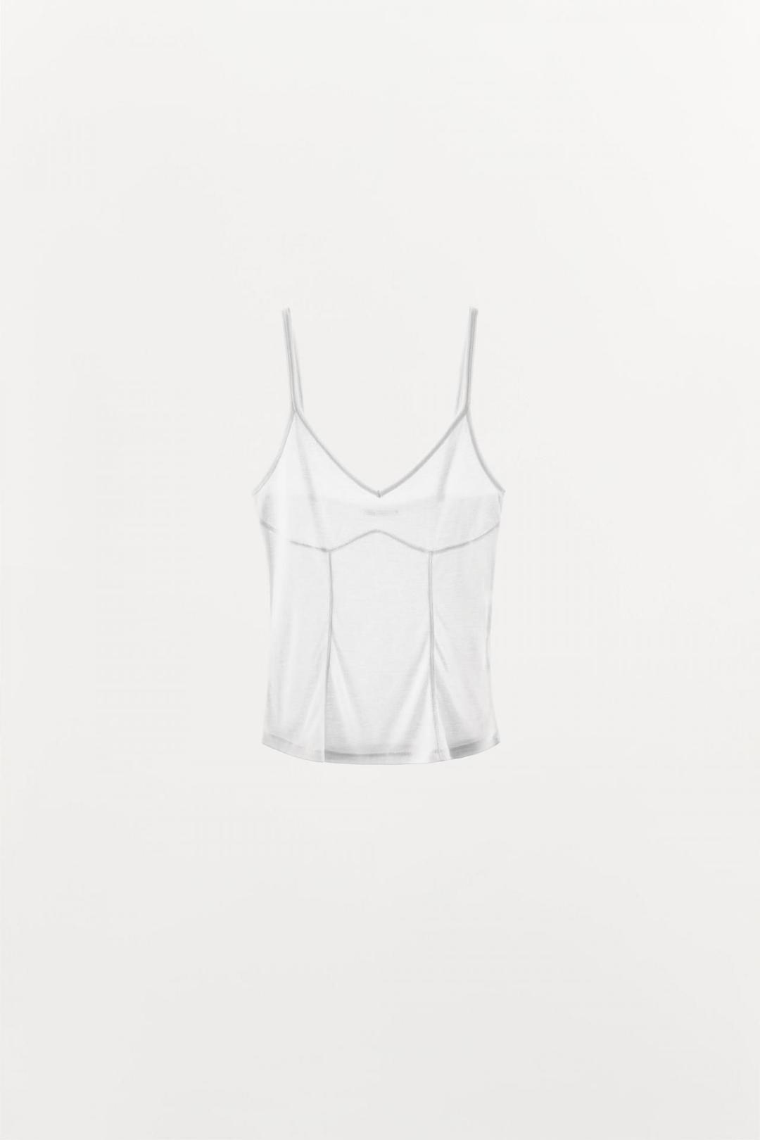 스페인샵 자라 스티치 스트랩 베스트 탑 0264/500 WHITE