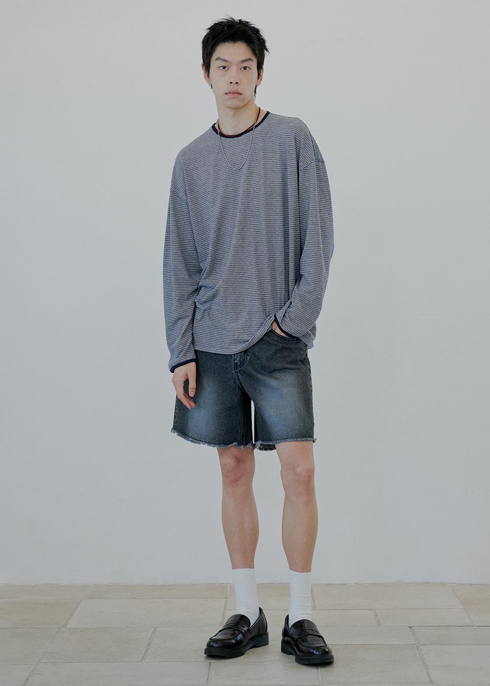 stripe long-sleeved t-shirt_navy