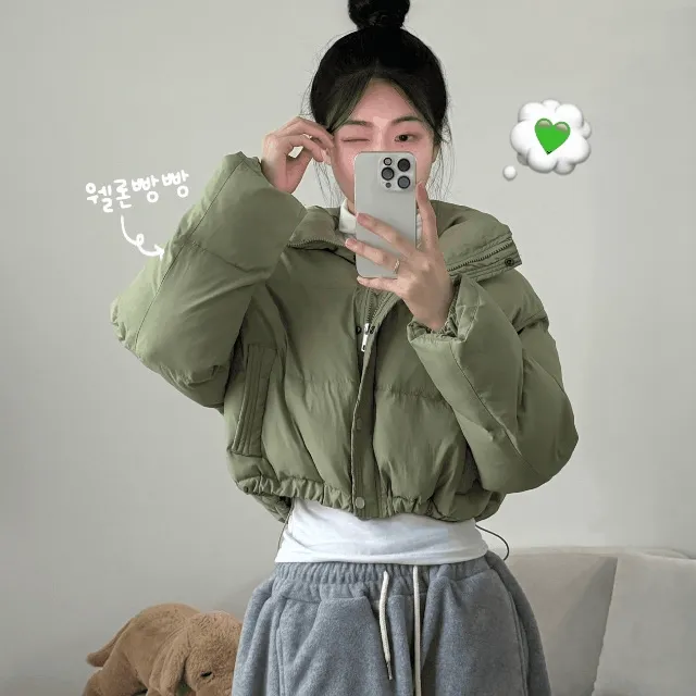 [겨울패딩☃] 스노우 웰론 스트링 터틀넥 숏패딩