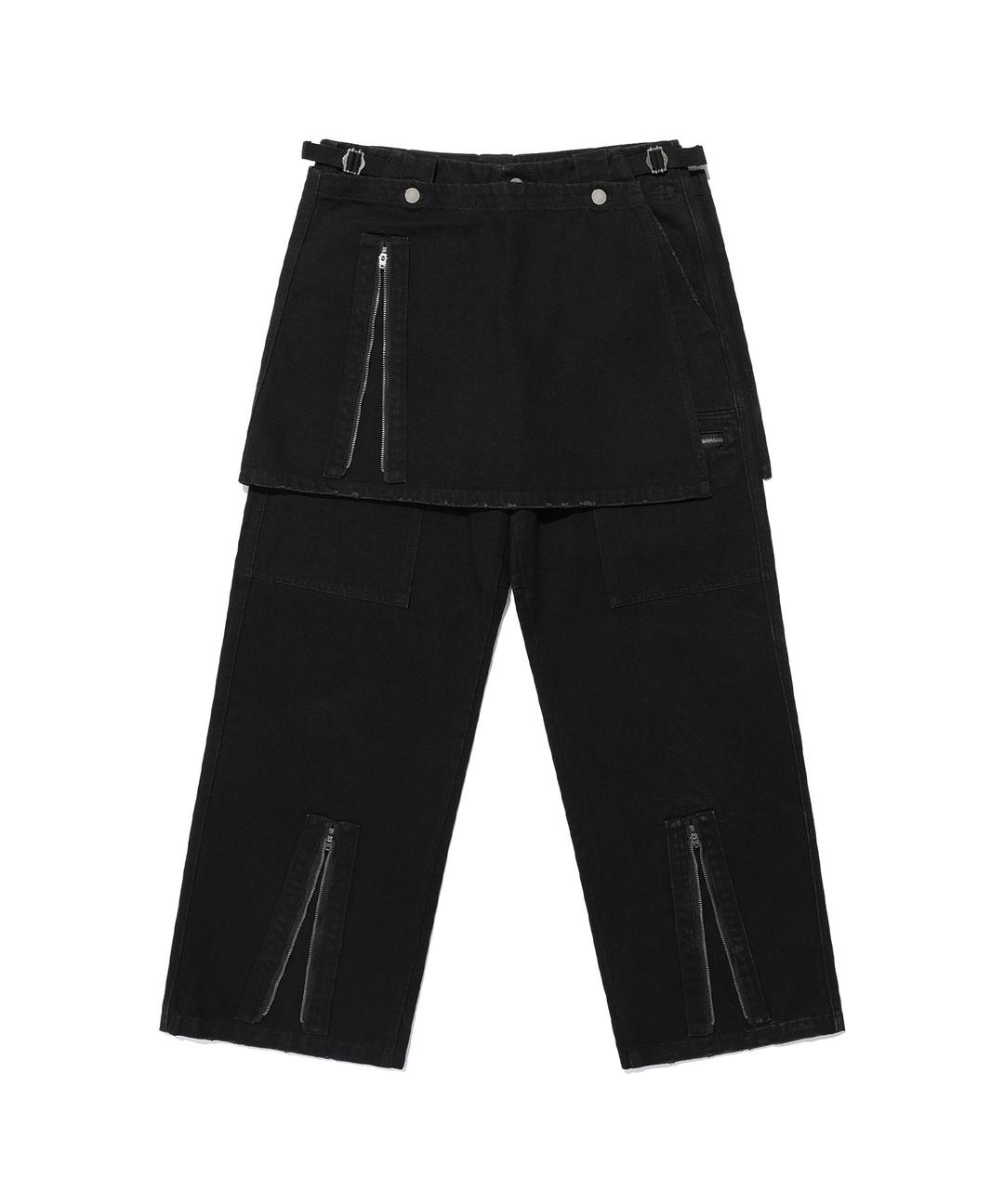 APRON WASHED JEANS[BLACK]