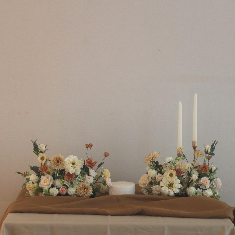 베이지 센터피스 2세트 백일상 돌상 테이블 소품 데코 상차림