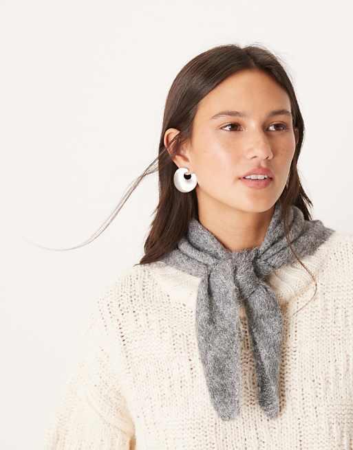 ASOS DESIGN knitted small triangle scarf in grey