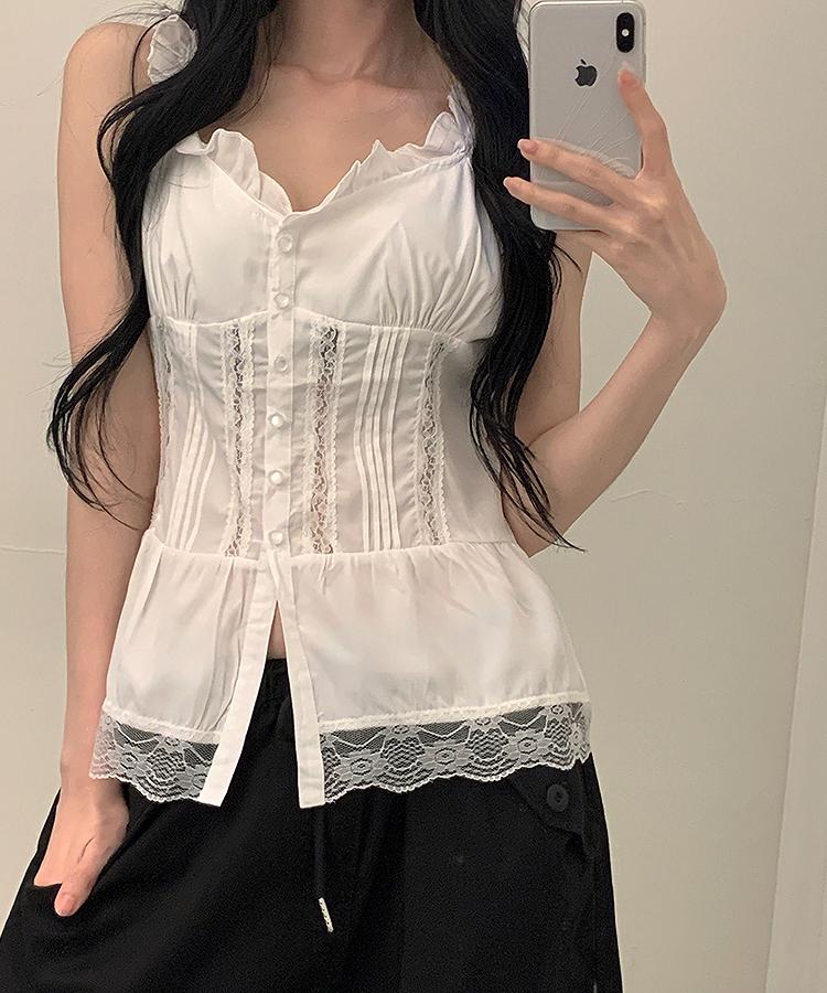 More frill button top