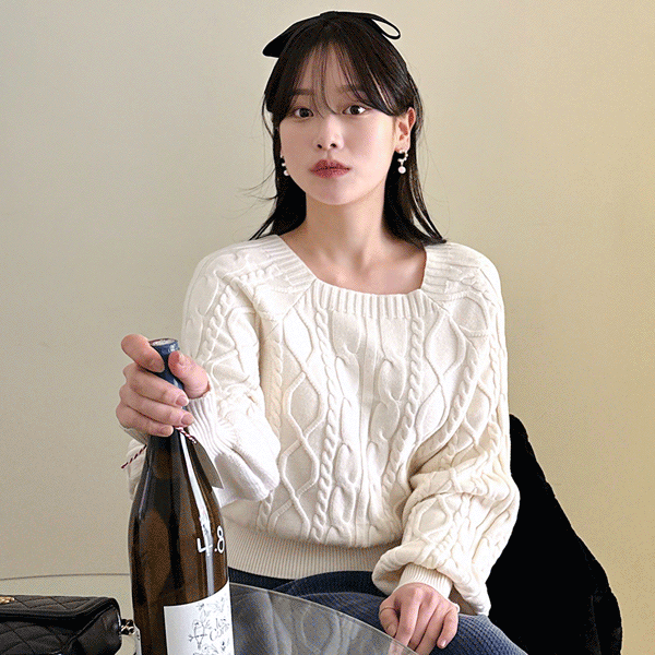 허니캐시스퀘어벌룬니트