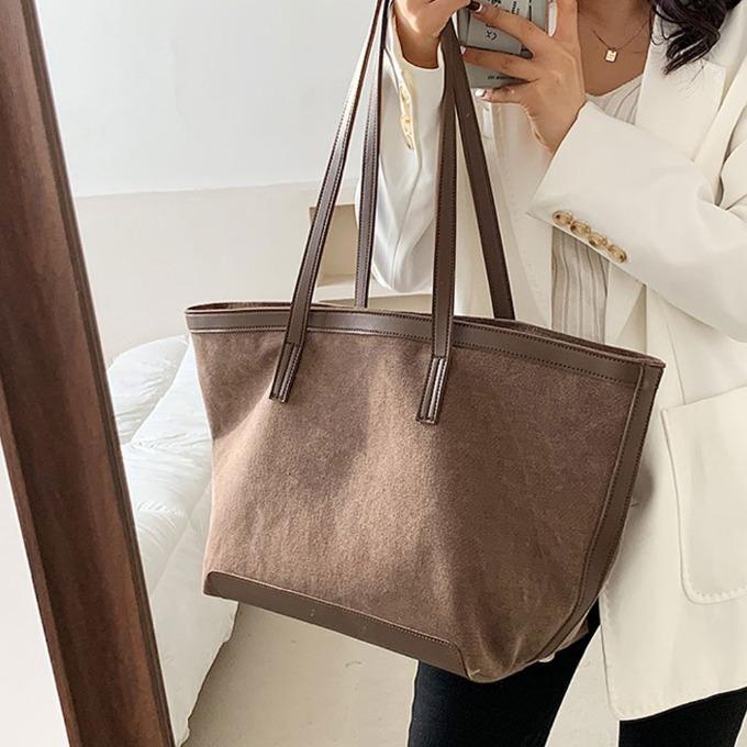 LINE  배색 라인 빅 쇼퍼백