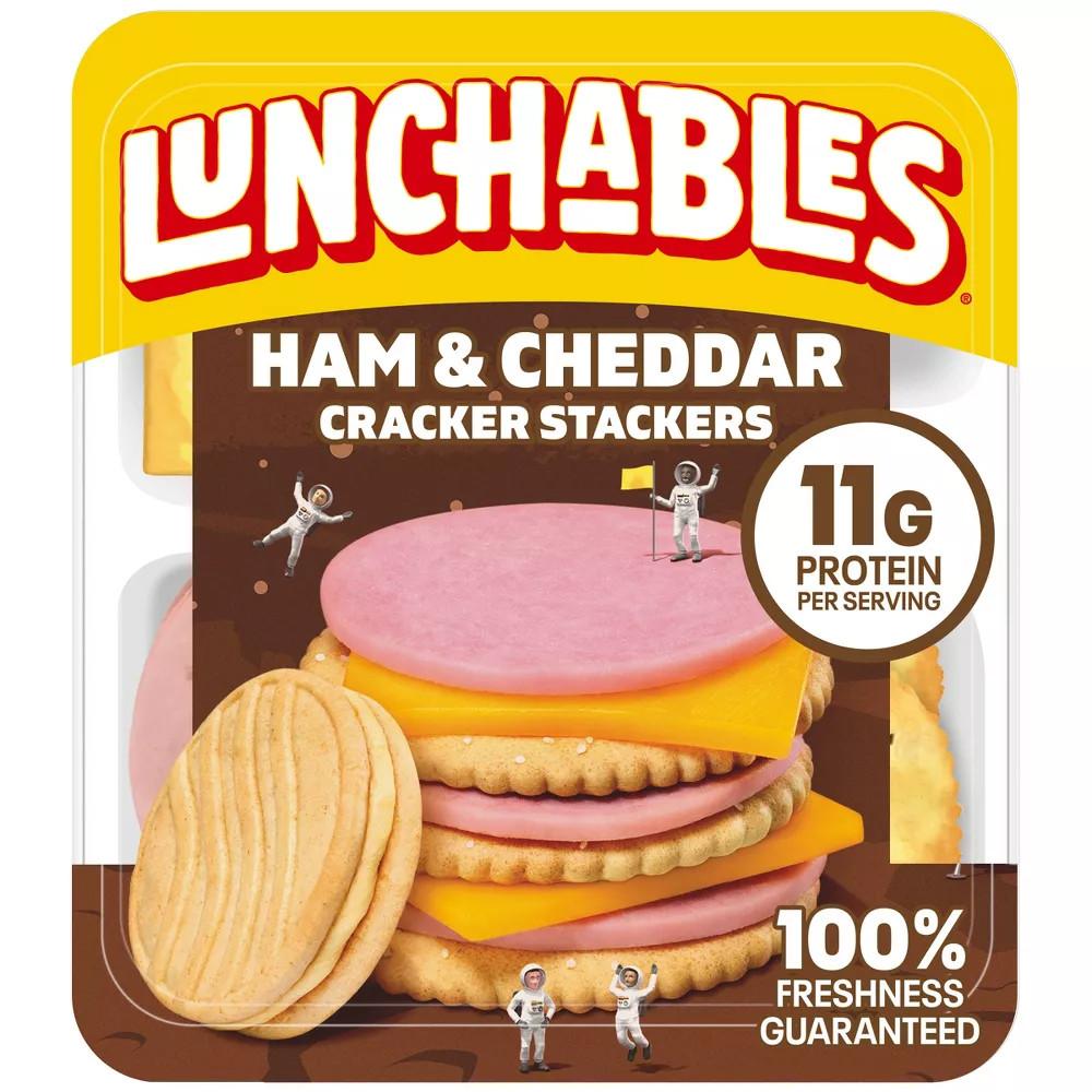 LUNCHABLES 런처블 햄 앤 체다 치즈 크래커 스낵 99g 4팩 단백질 11g