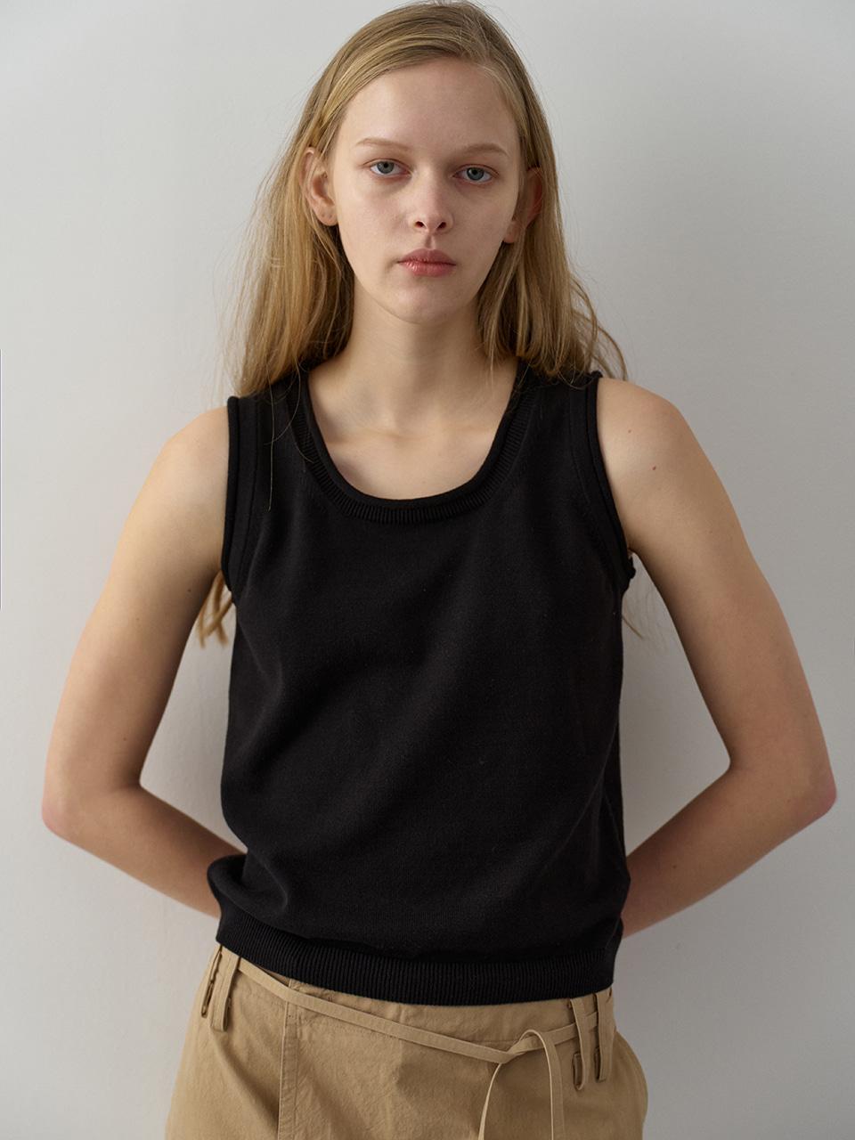 코튼 립 슬리브리스 니트_4color