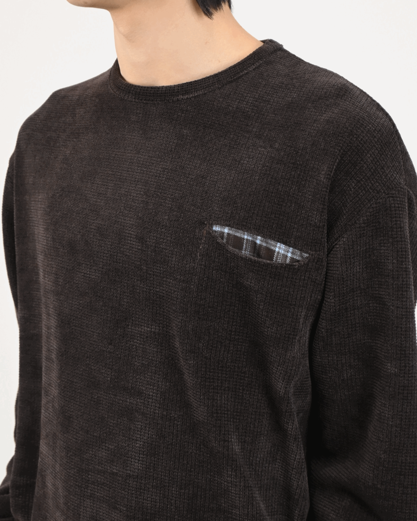 velvet check pocket knit