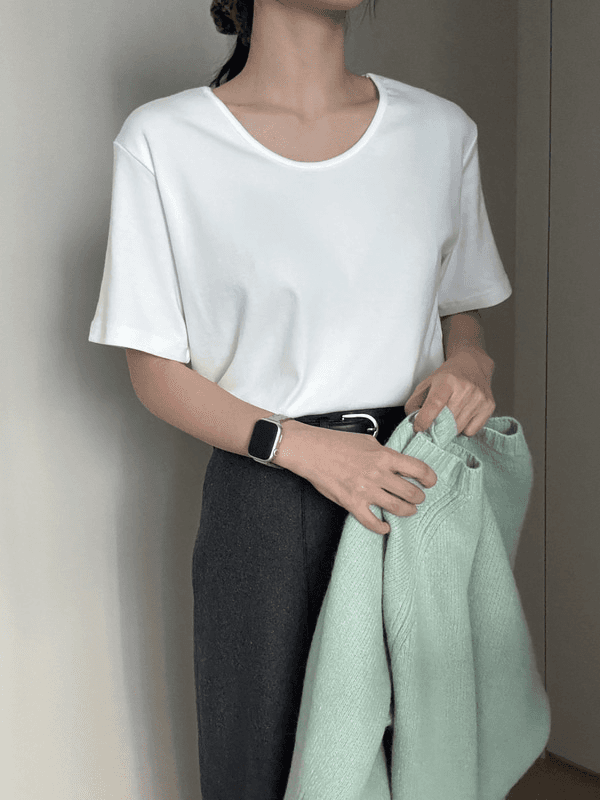 사계절 유넥 반팔 티셔츠 6color