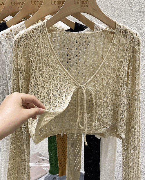 민지 그물가디건 여름가디건 볼레로가디건 크롭 린넨 여름볼레로가디건