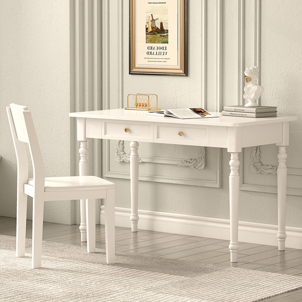 유럽식 서재 엔틱책상 고무나무 원목 테이블