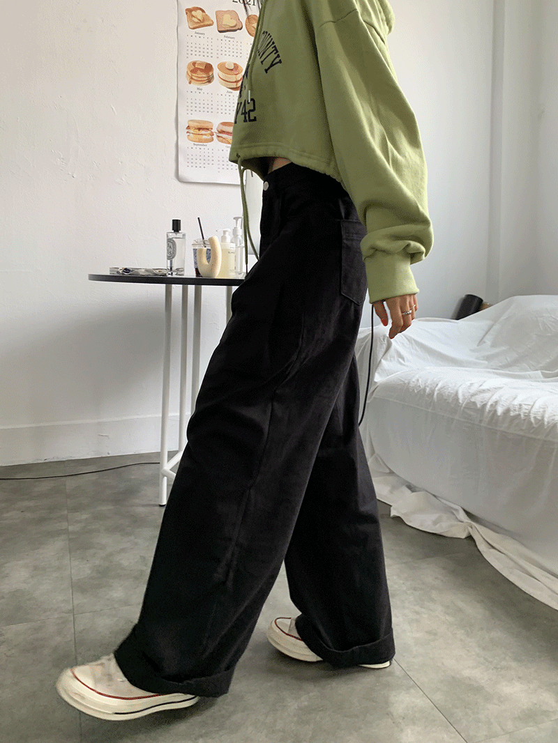 (모델소장)르쥬 코튼 와이드 PT (black)