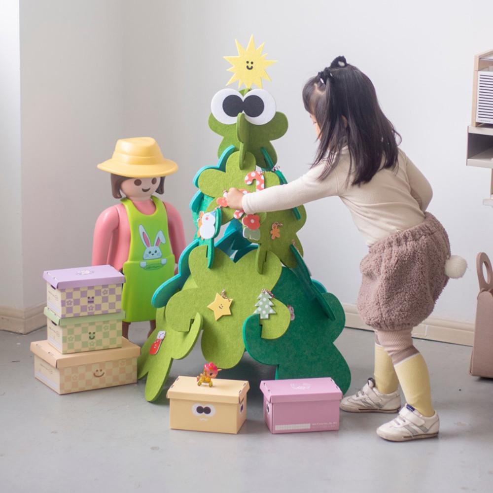 크리스마스 미니트리 만들기 그린 레드 귀여운 부직포 트리