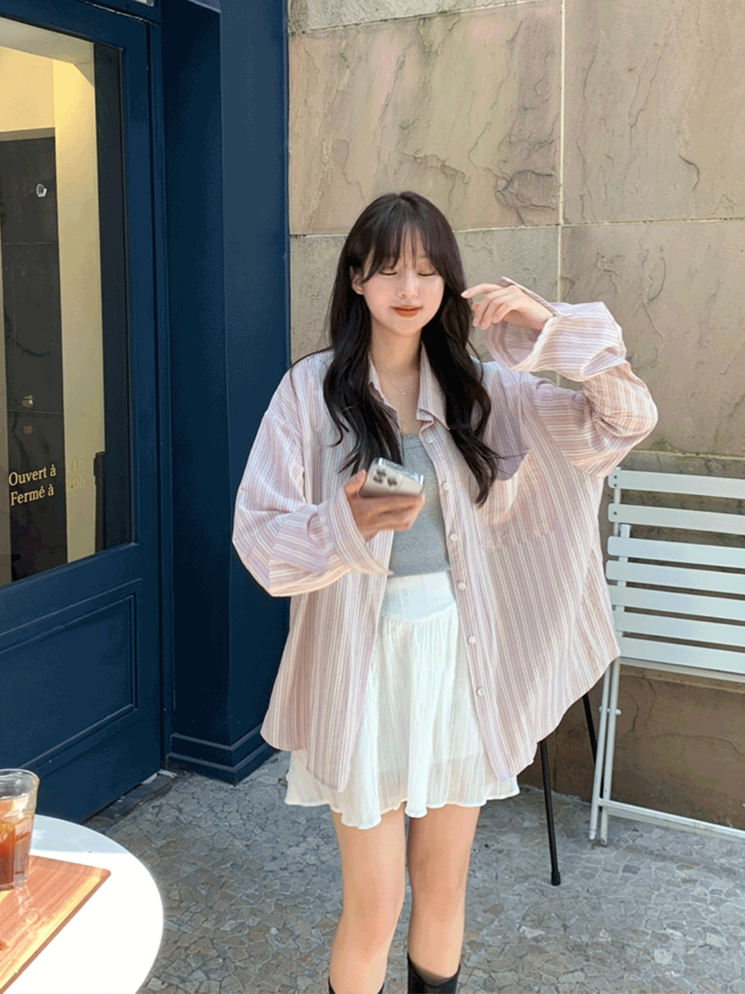 세리 오버핏 스트라이프 셔츠 (2color)