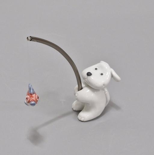 백자 강아지 멍구 꽂이 기다려