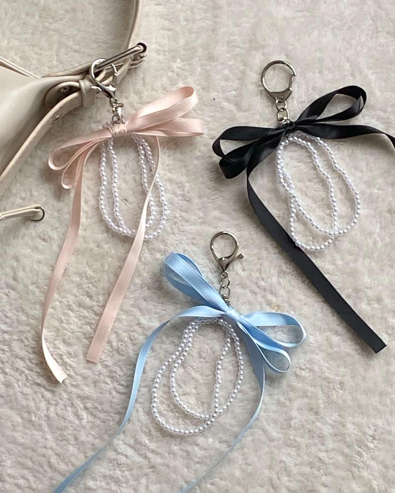 [신상 5% 할인] 리본 펄 드롭 키링 (3colors)