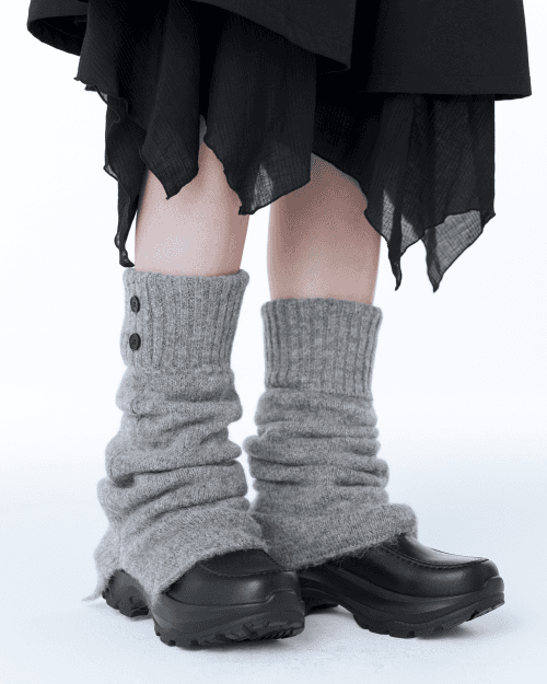 Button knit leg warmer GREY