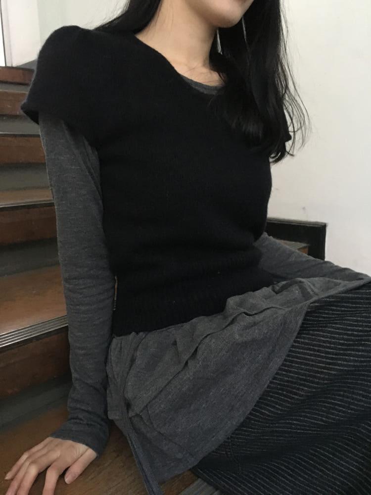 앙고라 퍼 반팔 니트2C