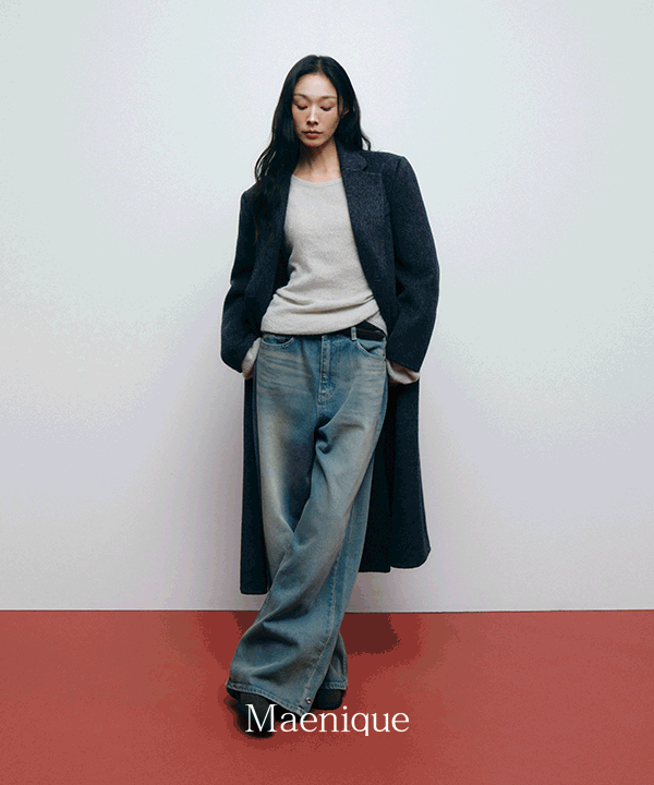 매니크 [단독][10만장판매/MNQ] 빈티지 스냅버튼 와이드 데님팬츠