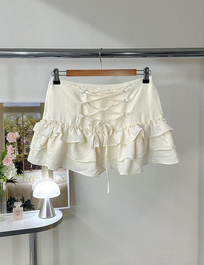 eyelet frill cancan mini sk