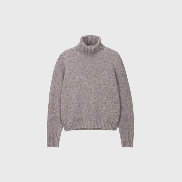 Nep cashmere turtleneck knit (beige / black)