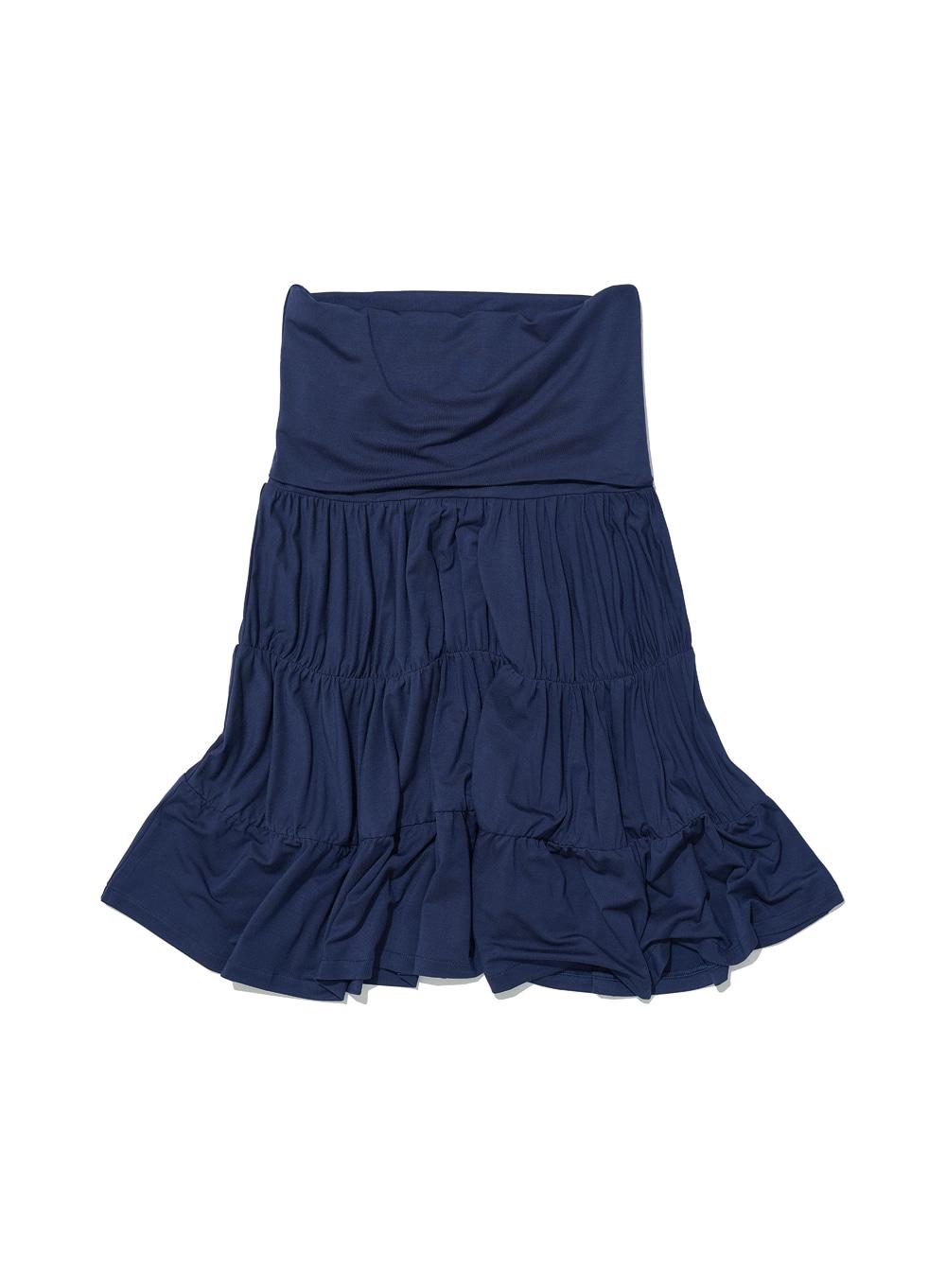 [WOMEN] PWC JERSEY SHIRRING TIERED MIDI SKIRT_NAVY
