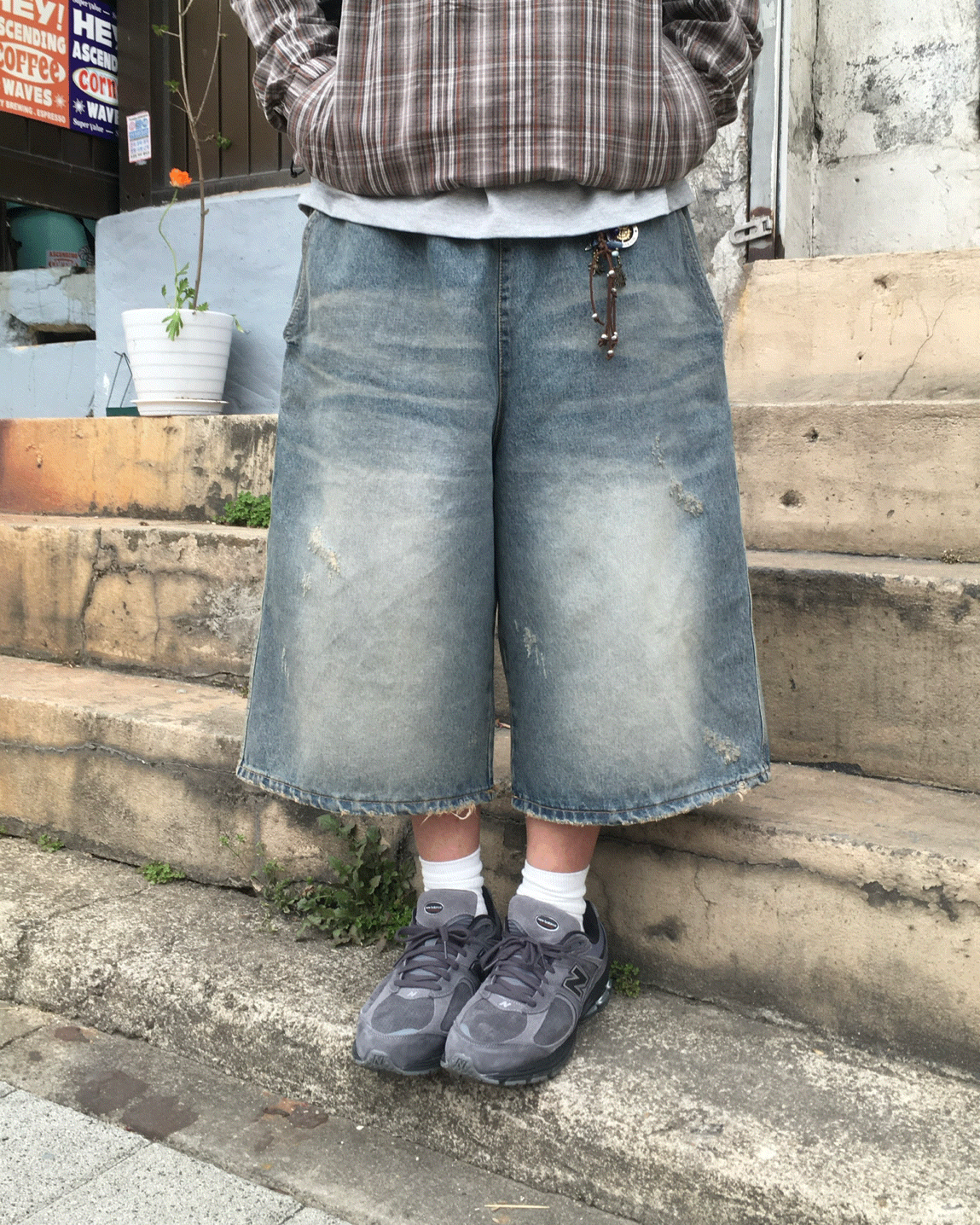 (당일출고) 마코 7부 데님 버뮤다 밴딩 PT (Dark yellow)