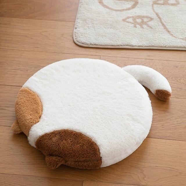 포근한 야옹이 메모리폼 겨울 원형 털 방석 2color