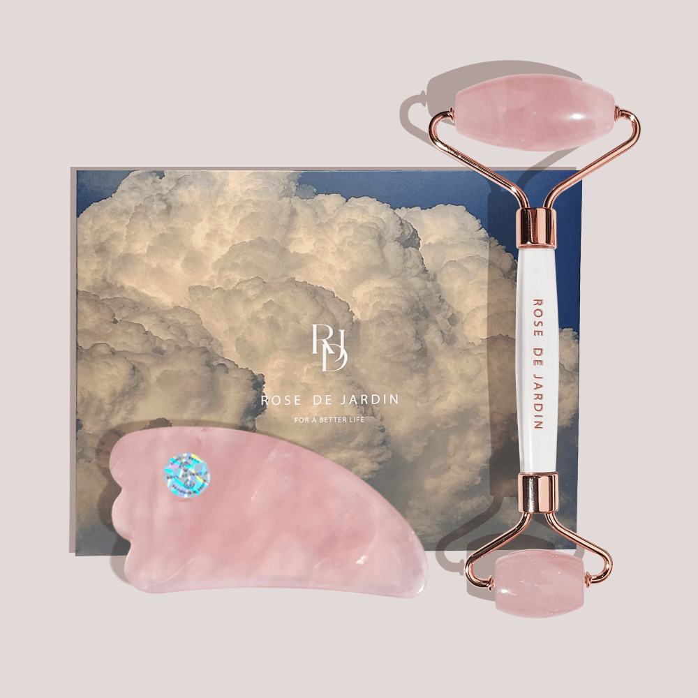 천연 로즈쿼츠 괄사 마사지도구 선물세트2