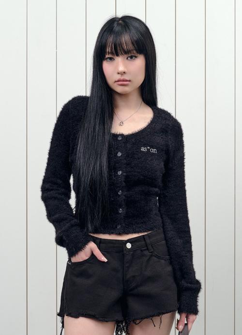NIA HAIRY CARDIGAN / BLACK