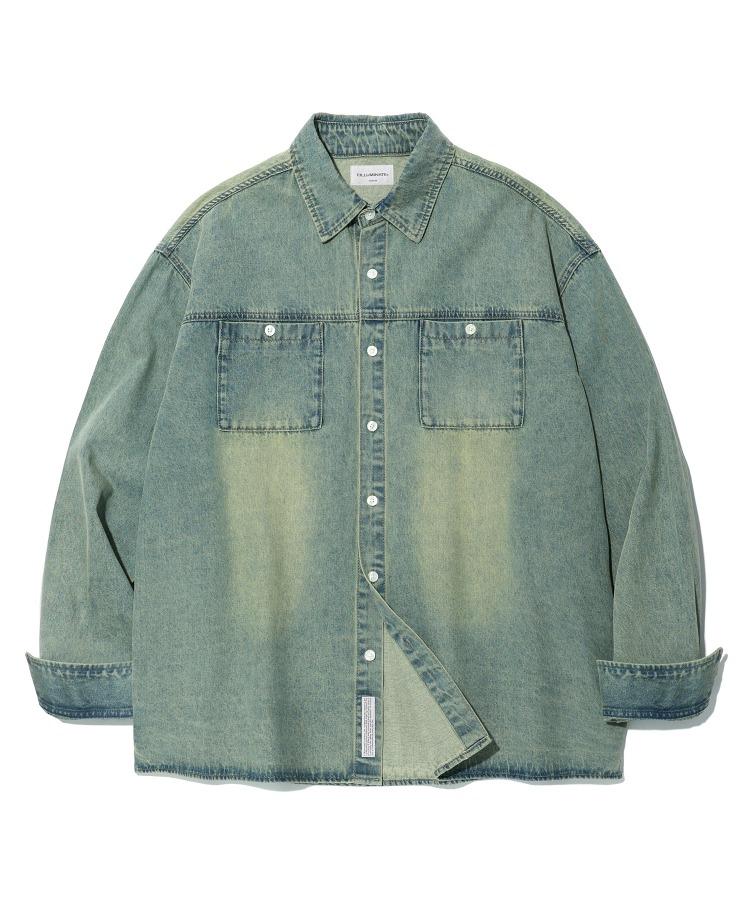 투 포켓 데님 셔츠-라이트블루