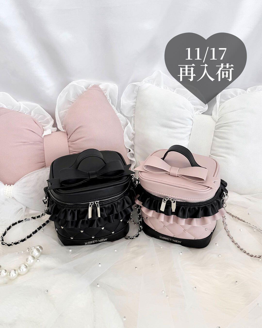 ビッグリボンバニティショルダー ブラック×ブラック | ファッション通販＆メディアMyColor ～マイカラー～