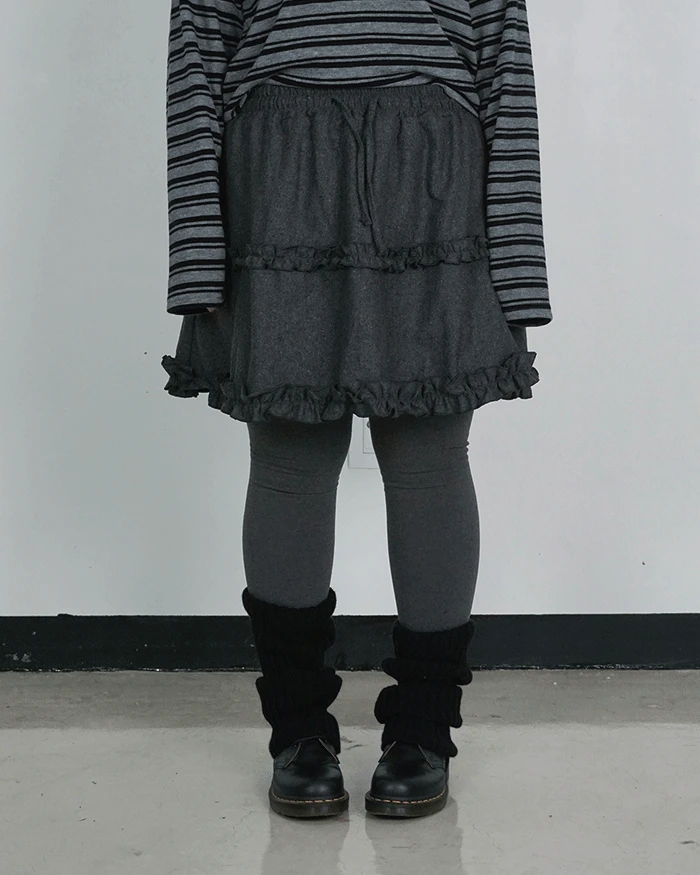 포리 프릴 울 미니스커트