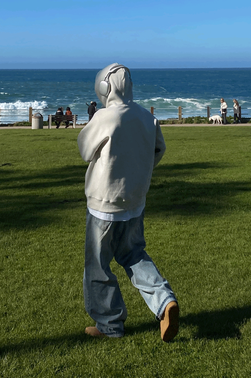 라이트 워싱 와이드 데님 팬츠